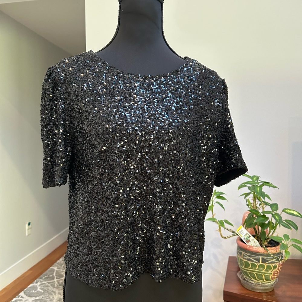 Elegant Black Sequin Top